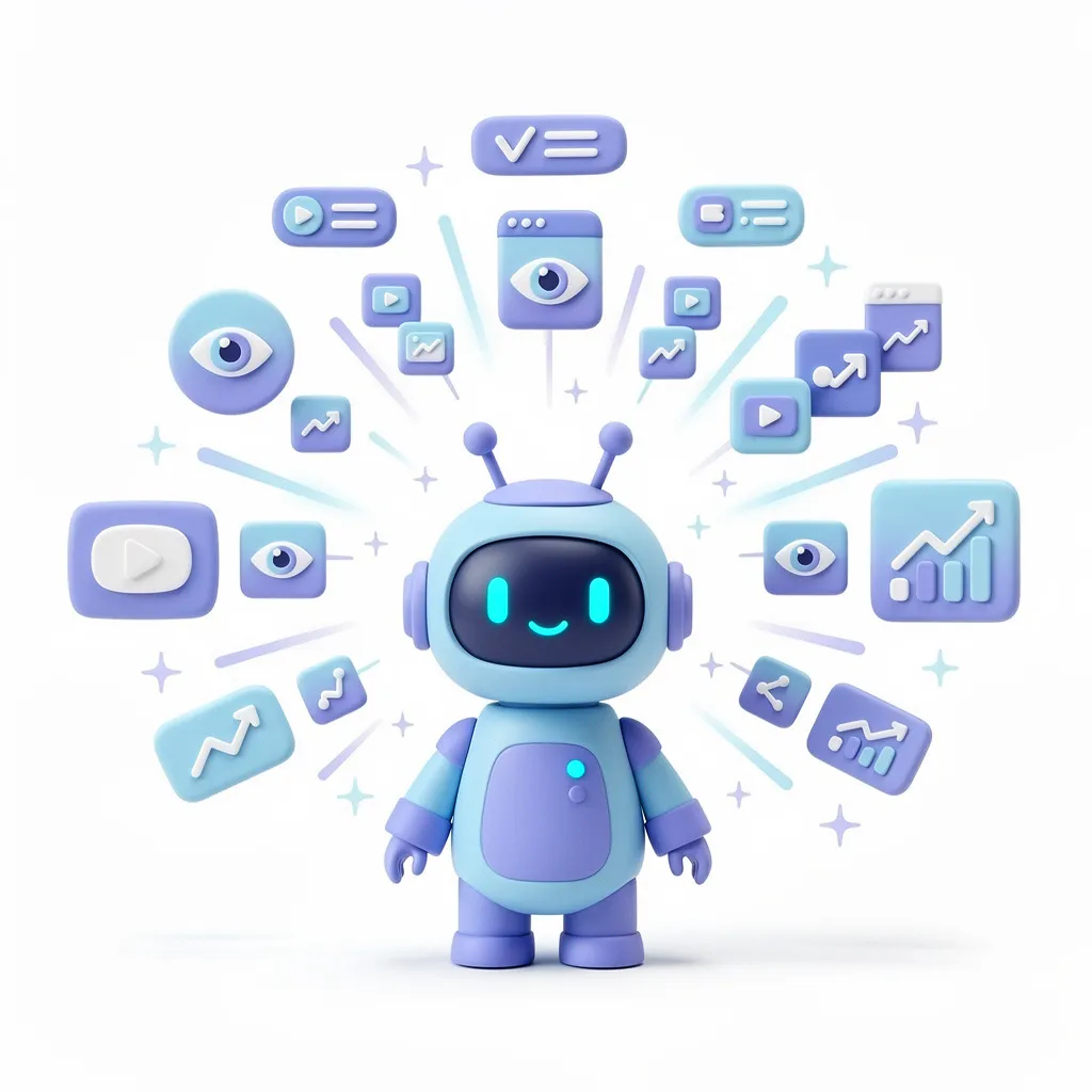 눈 아이콘들이 별처럼 빛나는 토스 스타일 3D 클레이 일러스트 - 조회수 성과