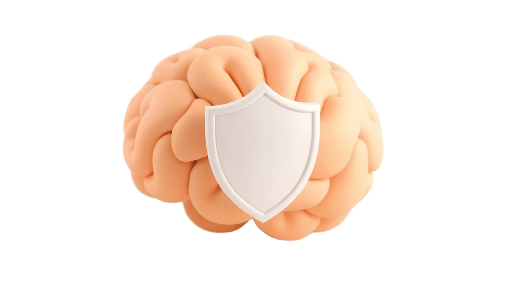 방어적 반응을 보이는 뇌 - 토스 스타일 3D 클레이 일러스트